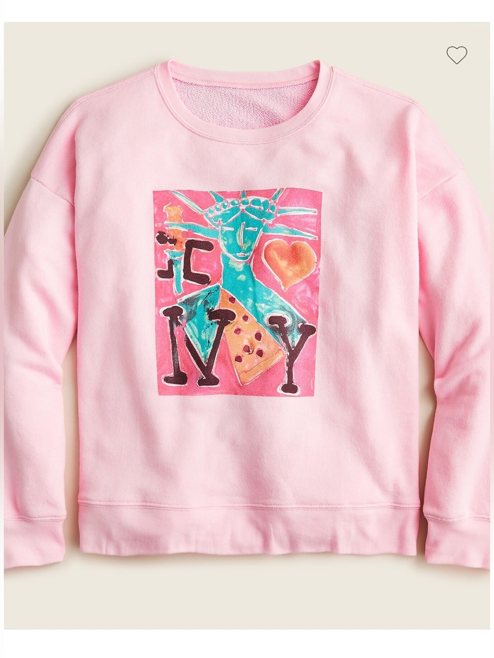 J. Crew X Katherine Bernhardt Sweatshirt with Colorful I ♥ NY Statue Graphic